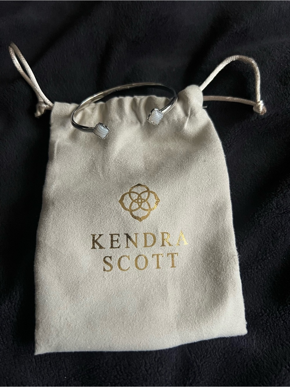 Kendra Scott Silver Open Cuff with White Stones